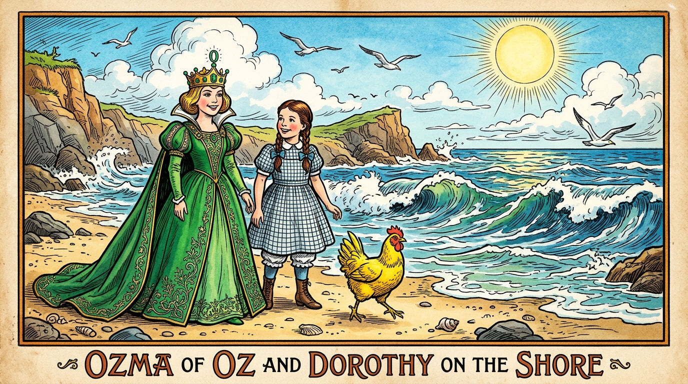 Princess Ozma of Oz and Dorothy on the Pacific Shore