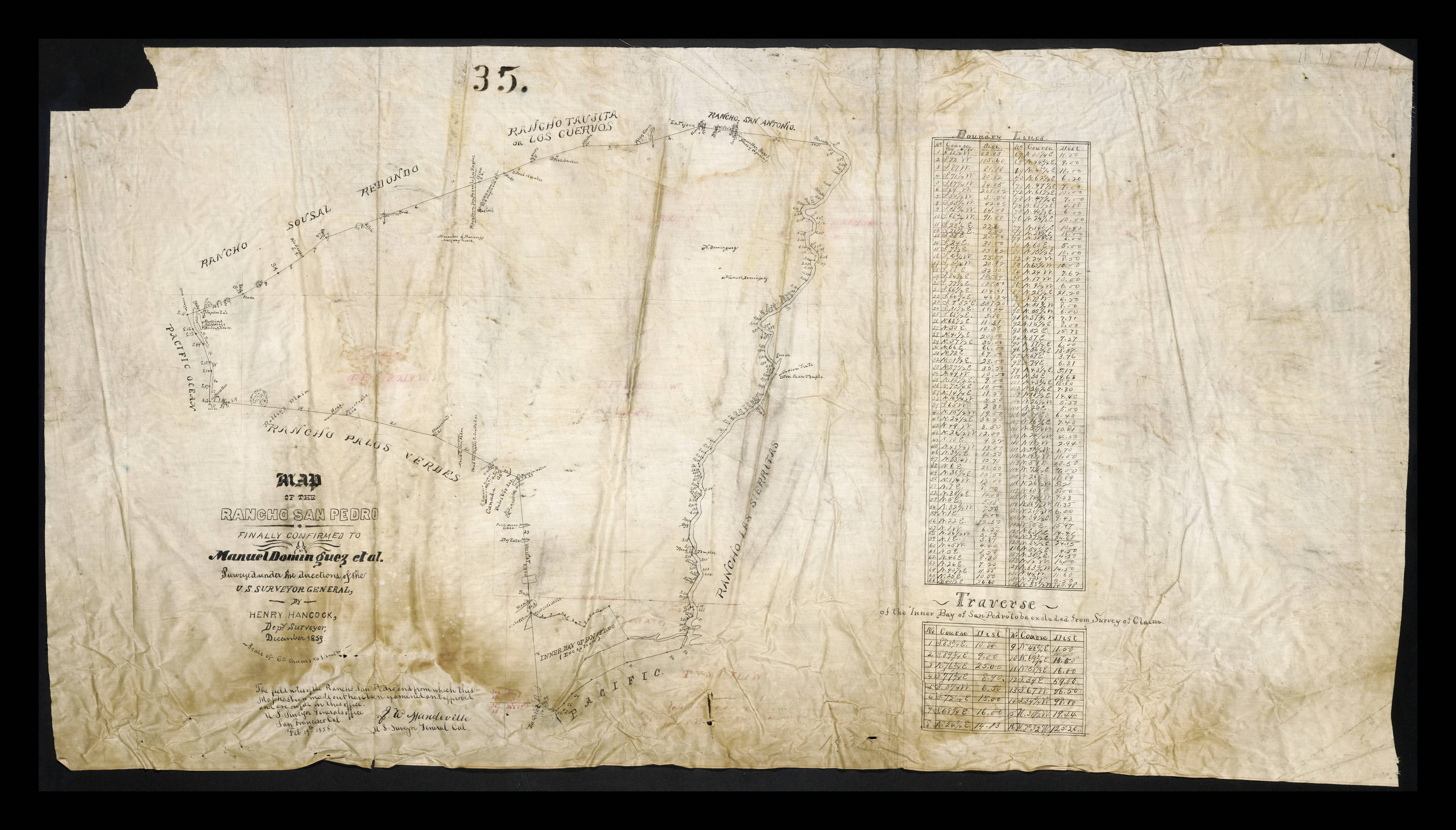 Historical Rancho Land Grant Survey Map of Coronado (1846)
